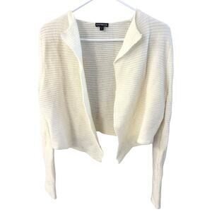 Express Cream Asymmetrical Cropped Cardigan - Large
